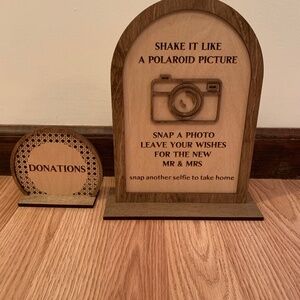 Wooden wedding table signs